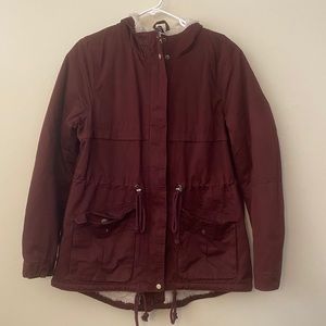 DIVIDED Maroon Sherpa Lined Winter Coat